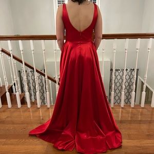 Red Satin Sherri Hill Prom Gown. Size 6
